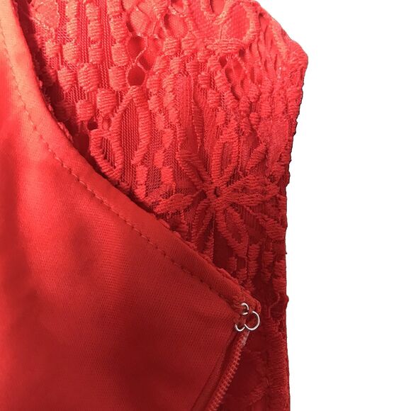 NWT Sharagano New York Women's Poppy Colored Fully Laced Midi Dress  Size 24 W - Picture 8 of 11